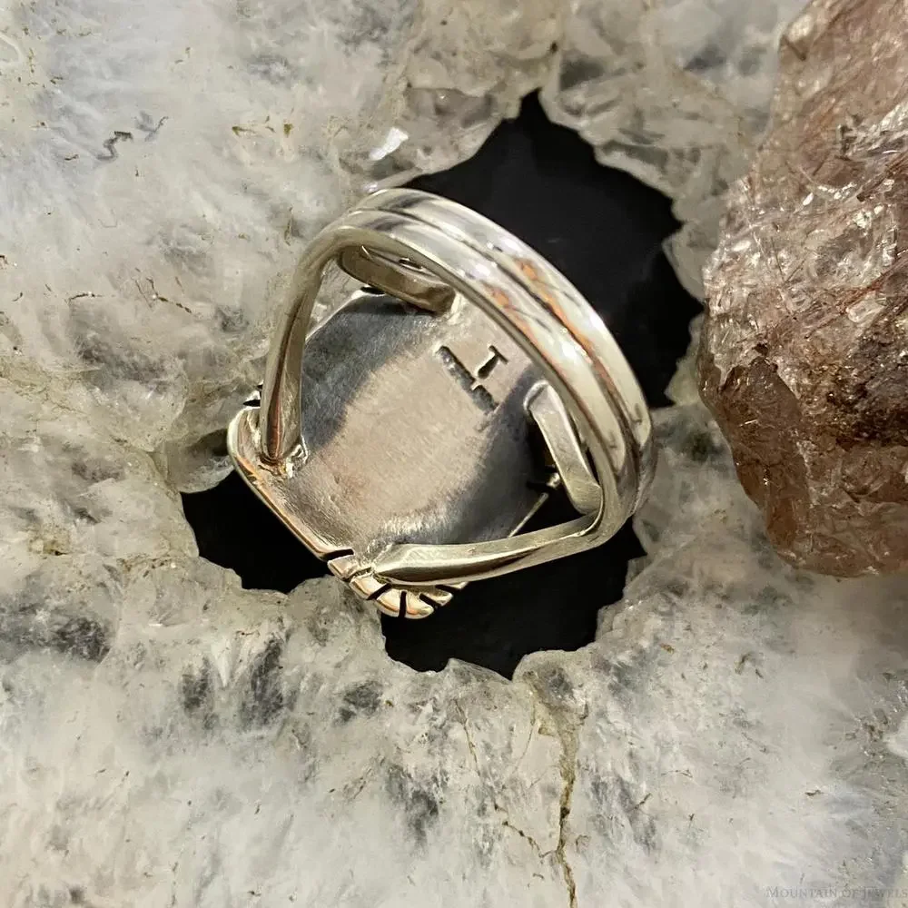 Native American Sterling Silver Bumblebee Jasper Mini Bar Ring Size 8 For Women - Picture 7 of 10